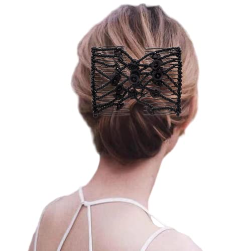 3Pcs Easy Combs Women Girls DIY Hair Styling Accessories Magic Double Slide Stretchy Flower Combs Hair Clip Hairpins