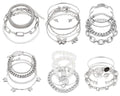 IFKM Gold Chain Bracelets Set for Women, 14K Gold Plated Multiple Layered Stackable Open Cuff Bangle Bracelet Anklet Bracelets Adjustable Link Tennis Beads Italian Cuban Jewelry for Women Gift - style: 24PCS Silver Set