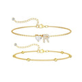 CAROVO Gold Ankle Bracelets for Women Waterproof 14K Real Gold Plated CZ Initial Anklet for Women Dainty Layered Letter A-Z Heart Ankle Bracelets Handmade Adjustable Anklet Summer Beach Jewelry - style: R