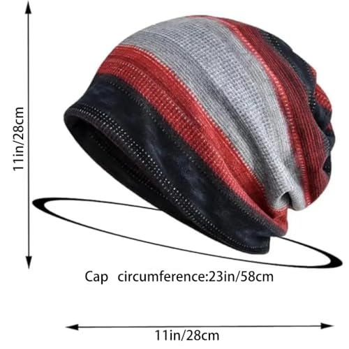 Women's Slouchy Beanie Cap Chemo Headwear Hats Scarf - color: B - Red Khaki