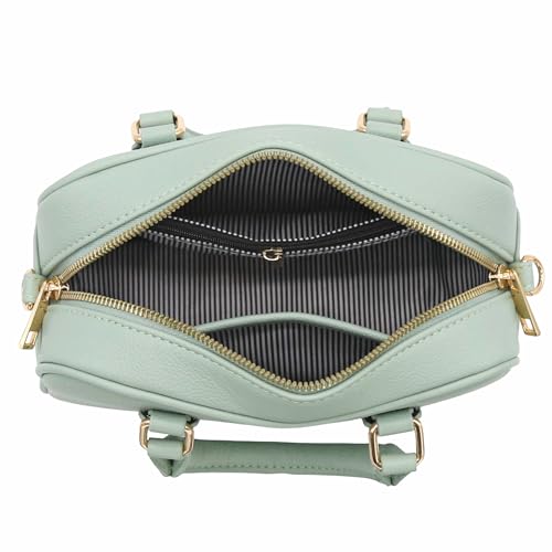 FashionPuzzle Mini PU Leather Satchel Purse Top Handle Crossbody Bag - color: Mint