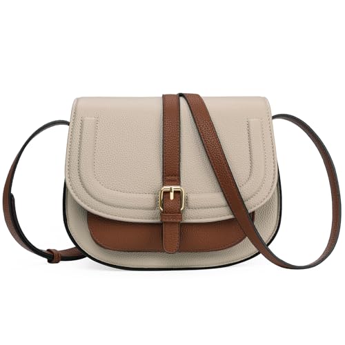 GOIACII Crossbody Bags for Women Saddle Purse Cute Shoulder Handbag Pebble Leather Brown - color: A03 Light Khaki