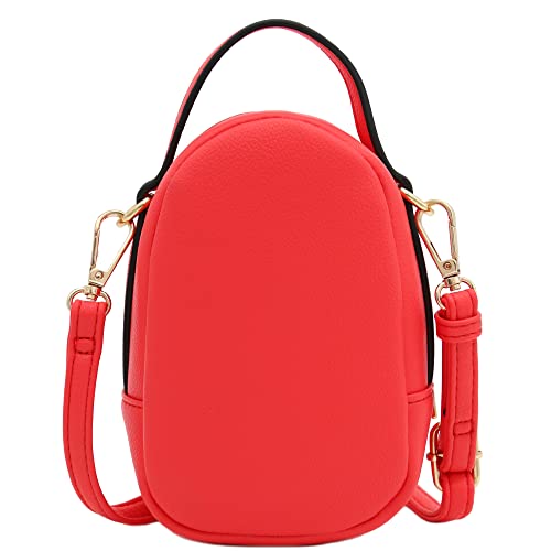 FashionPuzzle Two Compartment Mini Crossbody Bag | Two Compartment - color: Coral