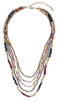 SPUNKYsoul Colorful Boho Multistrand Beaded Necklace — Layered Seed Beads in Black, Gold, Red, Teal and Navy for Effortless, Free-Spirited Style Varies 16-20 inches with 3 inch Extension Chain - style: "Lúcia" Navy Red Gold
