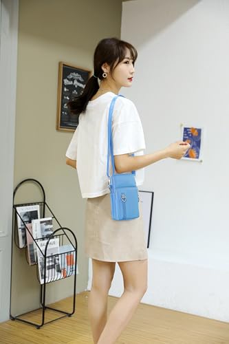 JANKS Small Crossbody Bag for Women - Mini Phone Purses with Crossbody Strap and Wallet - Nylon Arm Bag - color: A-lightblue