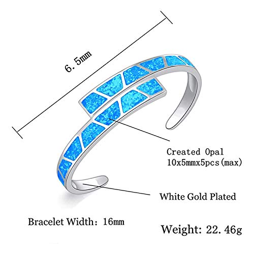 CiNily Womens Cuff Bracelet,Opal Bangle Bracelets Gold Plated Hypoallergenic Ladies Gemstone Open Cuff Bangle Bracelet - color: blue+blue