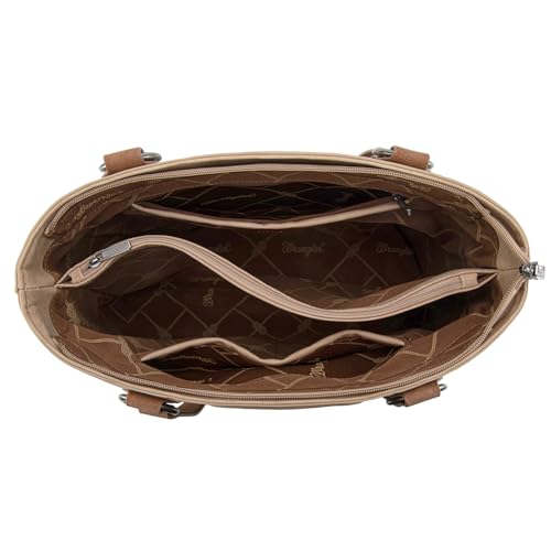 Wrangler Multi Pockets Tote Bag for Women Western Braided Shoulder Bag with Large Capacity for Everyday - color: Rtero-tan