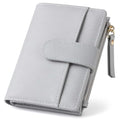 Small Wallet For Women RFID Blocking Soft Leather Bifold Compact Card Holder Women Wallet With Zipper Coin Pocket 1 ID Window,Grey - color: Grey