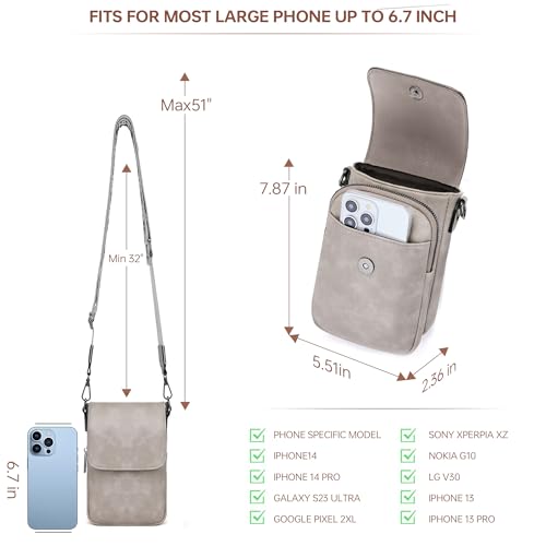 GEMIU Small Crossbody Bags for Women Cell Phone Purse Crossbody Wallet Purses with Card Slots - color: Light Grey