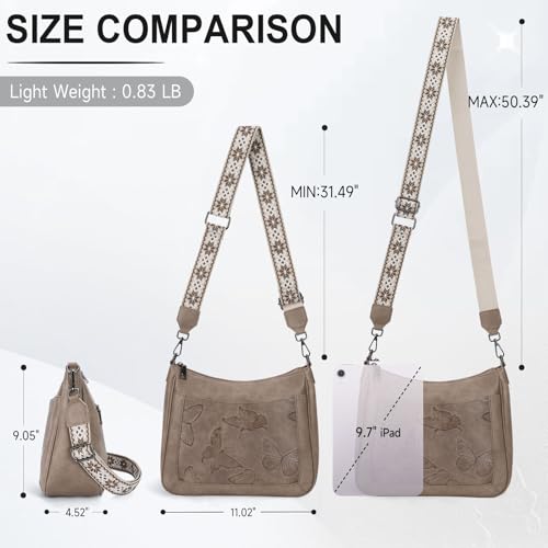 KITEVIUN Crossbody Bags for Women Trendy, Vegan Leather Medium Butterfly Hobo Purse, Women's Shoulder Handbags - color: 06-apricot