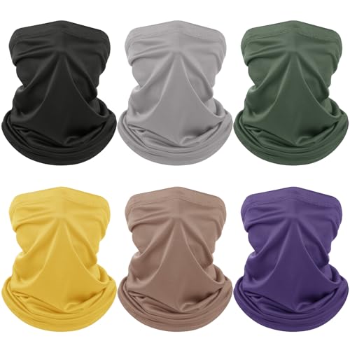 Geyoga 6 Pieces Summer UV Protection Cooling Neck Gaiter Face Clothing Neck Gaiter Mask Scarf Sunscreen Breathable Bandana - color: Neutrals
