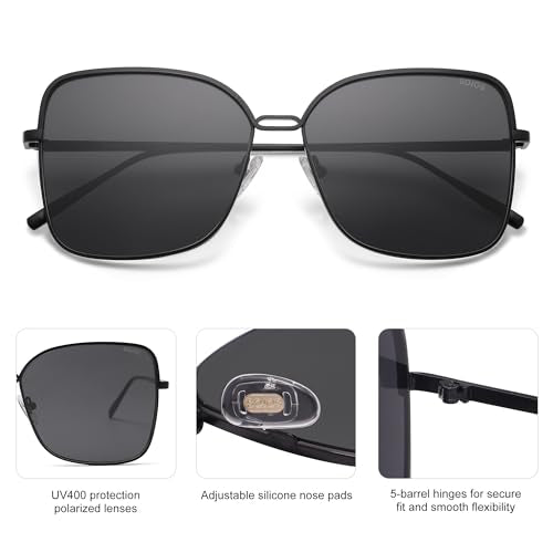 SOJOS Trendy Square Oversized Sunglasses Womens Mens UV400 Big Large Designer Shades SJ1082 - color: Black/Dark Grey