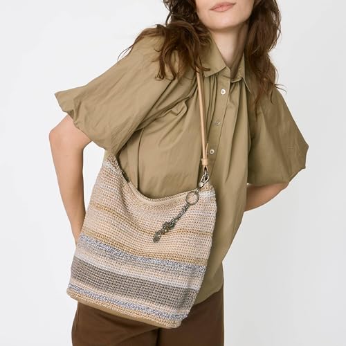 The Sak Sequoia Hobo Bag - Hand Crochet Large Women's Purse for Everyday & Travel - Durable Handbag & Tote With Zipper Pocket - color: Sand Stripe