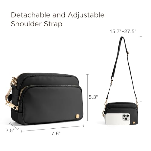 Joryin Anti Theft Crossbody Bag for Women, Slash-resistant RFID Blocking Travel Purses, Small Shoulder Bag Handbag, Nylon - color: Black