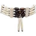 Native American Style Choker Necklace, Black/White 4 Row W/Tassels | American Indian Inspired Jewelry With Authentic Buffalo Bone Hairpipe Beads