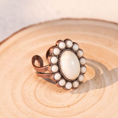 Montana West Rustic Couture's Bohemian Turquoise Cuff Ring for Women Cowgirl - color: Brilliant White