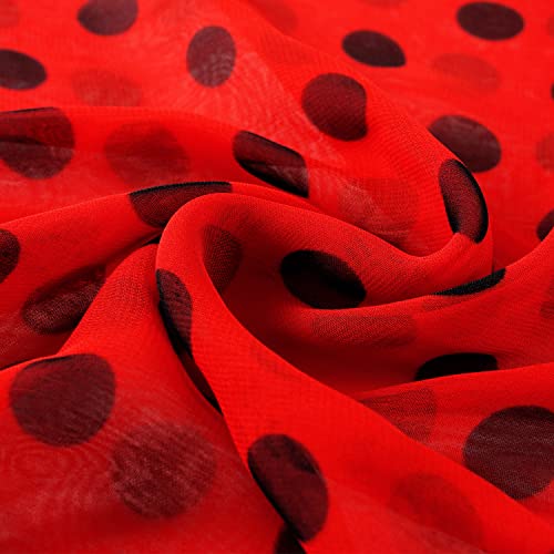 E-Clover Unique Fashion Women's Scarf Chiffon Sheer Scarves for Women Lightweight - color: Polka Dot-red Black