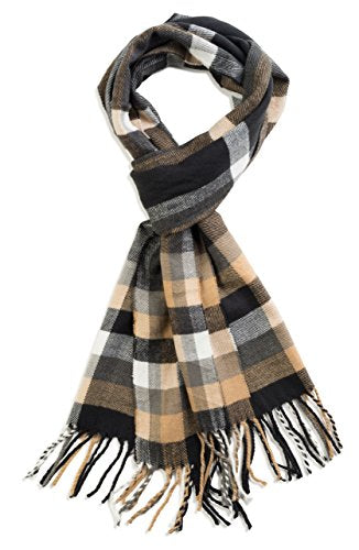 VERONZ Super Soft Classic Cashmere Feel Winter Scarf - color: Beige Plaid
