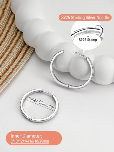 FaithHeart 925 Sterling Silver Post Huggie Hoop Earrings for Women, Silver Small Hoop Earring, Hypoallergenic Cartilage Earrings for Women - color: 01. Blank-Silver, size: 10mm