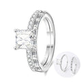 KUNSIR 925 Sterling Silver Rings Classic Cubic Zirconia Eternity Promise Statement Anniversary Wedding Bands Engagement Rings for Women Infinity Forever Love Ring Size 7-9 - style: Princess Square Ring