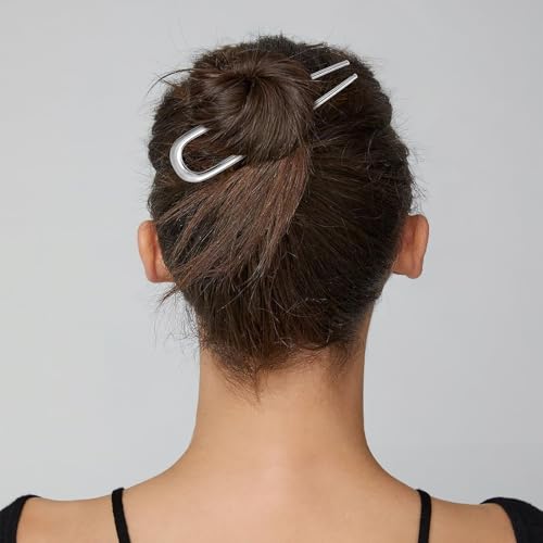 3 PCS French Hair Pins for Women, U Shaped Hair Pins for Buns, French Twists and Updos, Elegant Hair Accessories, Silver - color: Silver