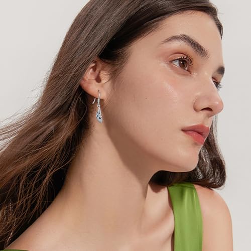 Western Earrings for Women 925 Sterling Silver Turquoise Western Country Dangle Drop Earrings Country Jewelry Gifts for Cowgirl Cowboy - style: Feather-A