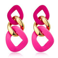 Charm Elegant Hollow Color Chain Acrylic Geometric Temperament Dangle Drop Earrings Bohemian Minimalist Hypoallergenic Jewelry Gift - color: Pink Gold Pink Earrings