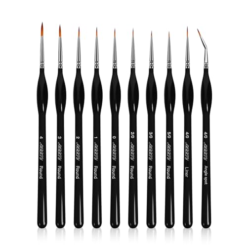 10Pcs Detailing Paint Brushes, Miniature Painting Brushes for Acrylic, Oil, Watercolor, Art Painting Brushes with Triangular Handles for Model, Nail, Figurine, Face, Paint by Numbers Kit for Adults