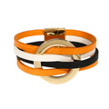 Fuqimanman2020 Circle Charm Leather Wrap Bracelet Boho Handmade Layered Cuff Bracelets for Women Teen Bohemian Multi Strand Bangle Bracelets Holiday Jewelry - color: orange white black