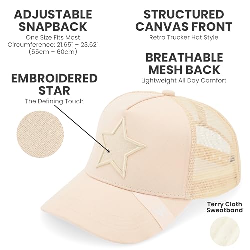 VINTAGE HAVANA Trucker Hats Women | Mesh Adjustable Snapback Hat | Men & Women Cute Trendy Fashion Baseball Cap - color: Bone