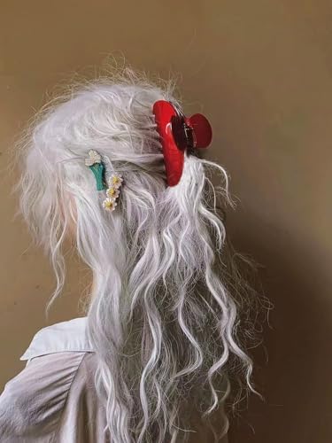 Hair Claw Clips For Women, Red Hair Clips Nonslip Retro Hair Clips for Thick & Thin Hair & Curly Hair Fashion Hair Accessories - color: Red