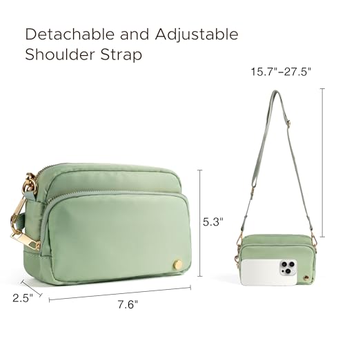 Joryin Anti Theft Crossbody Bag for Women, Slash-resistant RFID Blocking Travel Purses, Small Shoulder Bag Handbag, Nylon - color: Sage Green