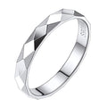 Silvora 925 Sterling Silver Band Rings for Women Men, High Polish Plain Dome Tarnish Resistant Wedding Rings Size 4-12 - style: A:3mm-Diamond