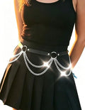 Punk Leather Belly Waist Chain Belt,Punk Sexy Gothic Jewelry Accessories Waist Chain Goth Belt Silver Layered Body Chains - style: Two ring waist chain