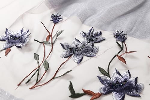 Jeelow Silk Blend Floral Fashion Scarf Shawl Wrap Lightweight Sheer For Women Floral Embroidery Wedding Party Prom - color: Grey 1