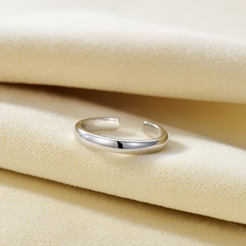 CHIC & ARTSY 925 Sterling Silver Open Toe Ring for Women - Lightweight Comfortable Yoga Toe Rings, Adjustable Stackable Toe Rings, Boho Coastal Vacation Beach Foot Jewellery - color: Classic #02
