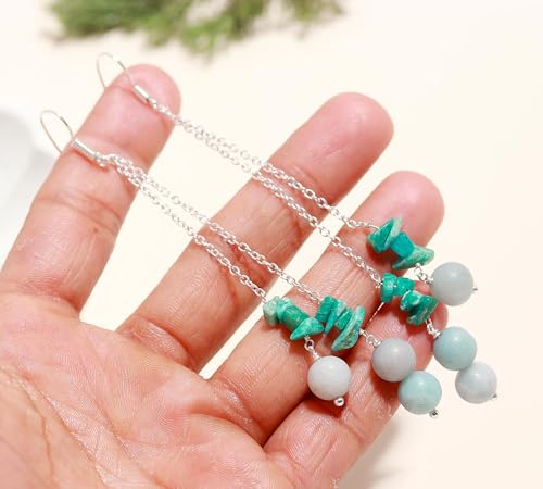 POSHPENDANT Handmade Gemstone Dangle Drop Earrings – Genuine Healing Crystals for Chakra Energy – Silver-Plated Boho Western Long Dangle – Gift-Ready Spiritual Birthstone Jewelry for Women