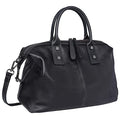 Iswee Genuine Leather Satchel Tote Bag Top Handle Handbag Designer Shoulder Bag Large Capacity Cross Body Bag - color: Black