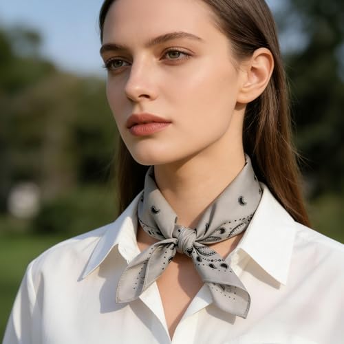 21 x 21 Inch Cotton Bandana for Women and Men,Soft Breathable Head Scarf, Multi-purpose Headband, Hair Scarf - color: Comma Waistband Gray-un08