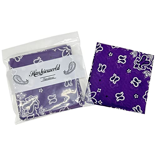 Single Pack Bandanas 60s Premium Cotton Soft Thin Handfeel Large Handkerchief for Men and Women - color: 1 Pack-purple