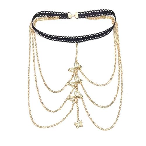 Snake Leg Chain for Women, Sexy Serpent Charm Thigh Garter, Summer Bikini Skirt Beach Party - style: C butterfly gold