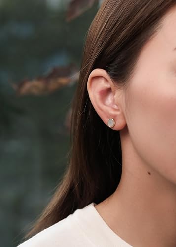 S.Leaf Gold Stud Earrings for Women Sterling Silver Gold plated Hypoallergenic Shell Mother of Pearl Post Earrings for Women Birthday Gifts - color: D01_Shell_7mm_Gold