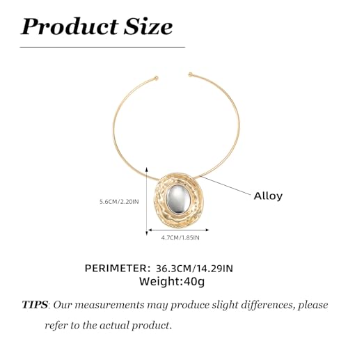 Gold Statement Necklace for Women Gold Collar Necklace Choker Chunky Statement Big Oval Pendant Cuff Necklaces African Tribal Ethic Necklace Summer Vacation Jewelry Gifts - color: A1