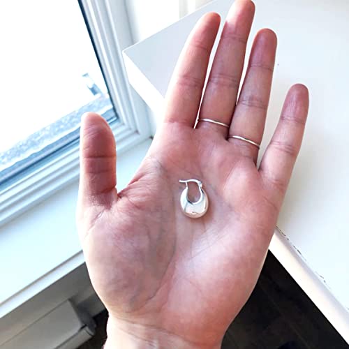 LeCalla 925 Sterling Silver Hoops Earrings | Hollow-Puff Shrimp Earring Hoops | Women's Gold-Plated Jewelry | Lightweight Electroforming Hoop Earring Jewelry for Birthday - style: White Hollow Shrimp