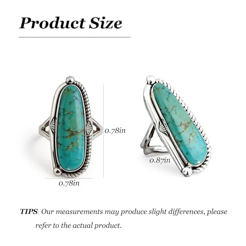 Turquoise Ring Boho Western Jewelry Chunky Thumb Statement Ring Dainty Simple Finger Open Jewelry Gift for Women Boho Dresses Accessories - color: A3:turquoise rings