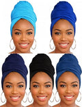 Head Wraps for Black Women, Breathable Headwrap Soft Long Hair Wraps Wide Headscarves for Locs Braids - color: 5pcs-(black,denim Blue,royal Blue,navy Blue,sky Blue)