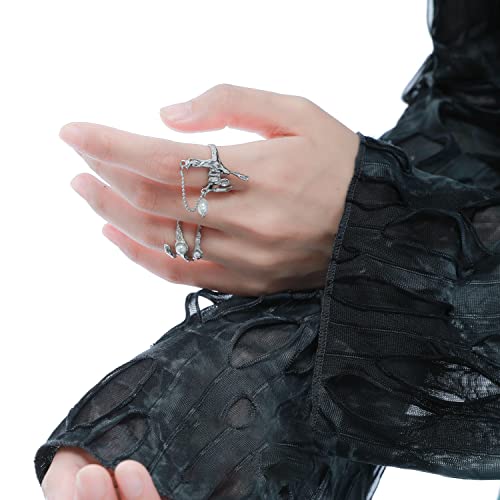 Y2k Moonstone Rings Rhinestone Star Irregular Agate Grunge Rings Set for Women - style: Style 2