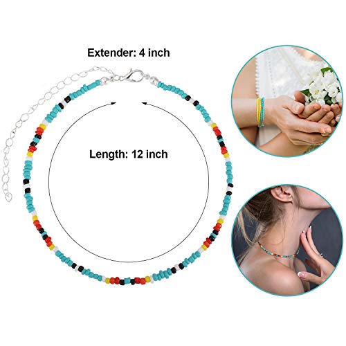 Hicarer 16 Pcs Beaded Choker Necklace Boho Women Summer Beach Colorful Jewelry Bead Seed Beads Choker for Women - style: Bead,Beaded,Beads,Bohemian,Classic
