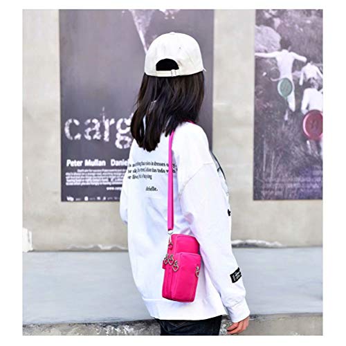 JANKS Small Crossbody Bag for Women - Mini Phone Purses with Crossbody Strap and Wallet - Nylon Arm Bag - color: A-rose