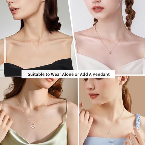 Jewlpire 18k Gold Plated 925 Sterling Silver Chain Necklace for Women, 1.2mm Cable Chain Necklace Thin & Dainty & Sturdy Women's Chain Necklaces 14/16/17/18/20/22/24 Inch - color: 18K Rose Gold Plated, size: 18 Inch